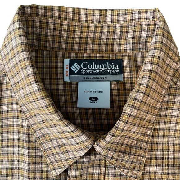 Columbia Men's XCO Brown Plaid Short Sleeve Button Front Shirt Large - Picture 7 of 7